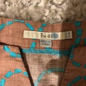 BODEN Women’s pink tan and teal linen dress SZ 8